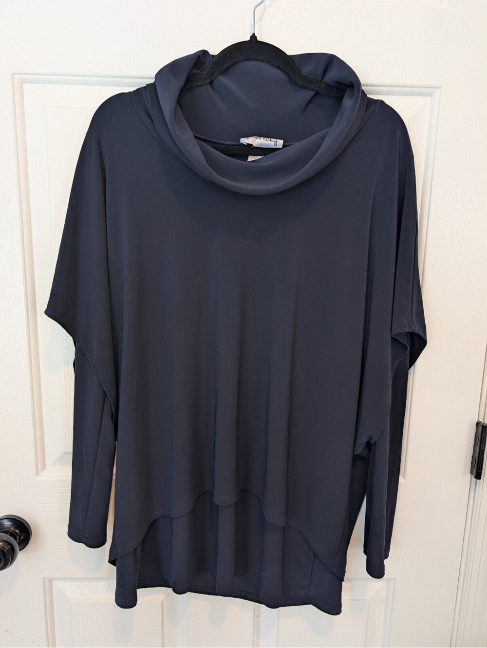 Joseph Ribkoff Tunic Top Cowl Neck Cape Style Navy Size 14